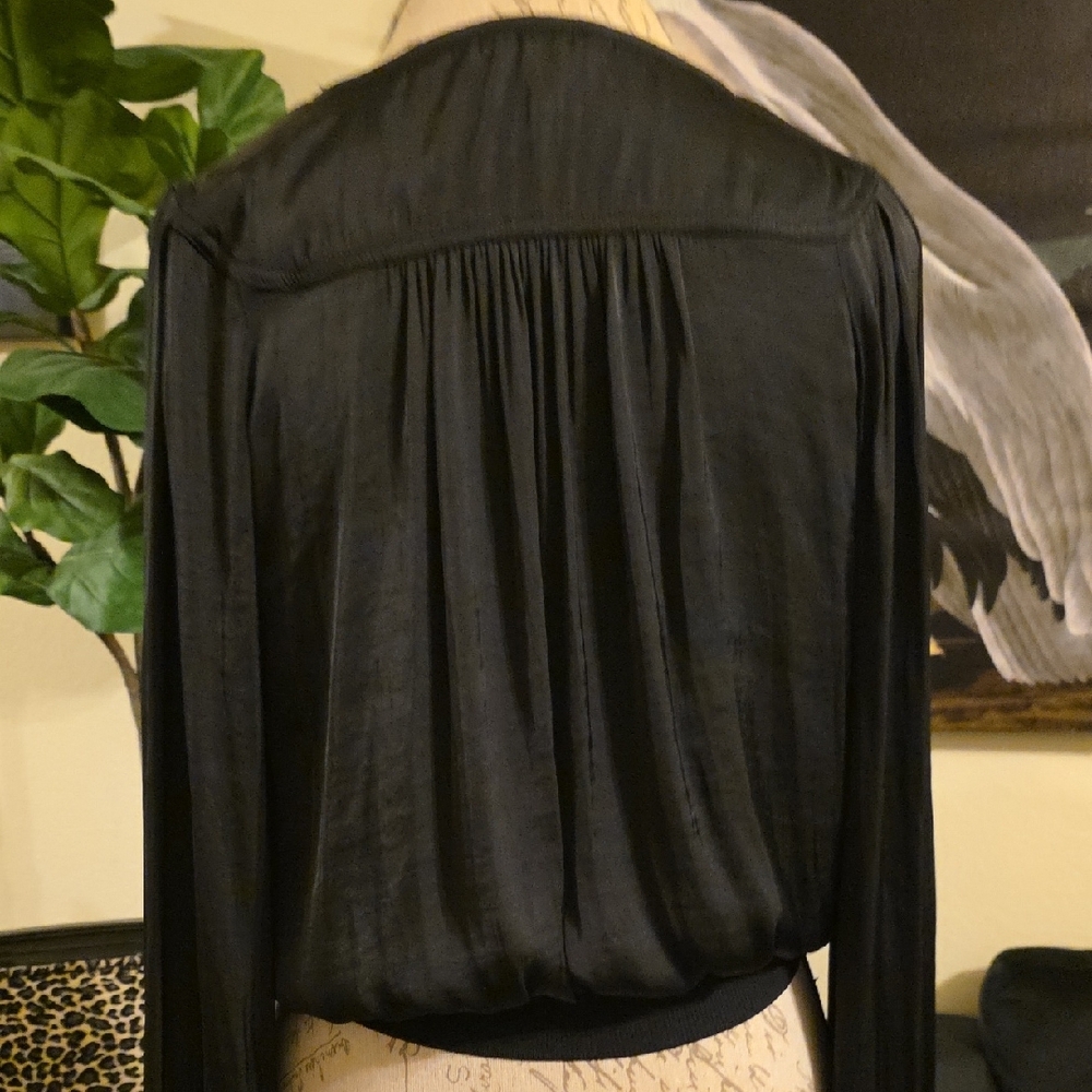 Current Air Black Silky & Lace Long Sleeve Whimsigoth Top - Picture 6 of 7